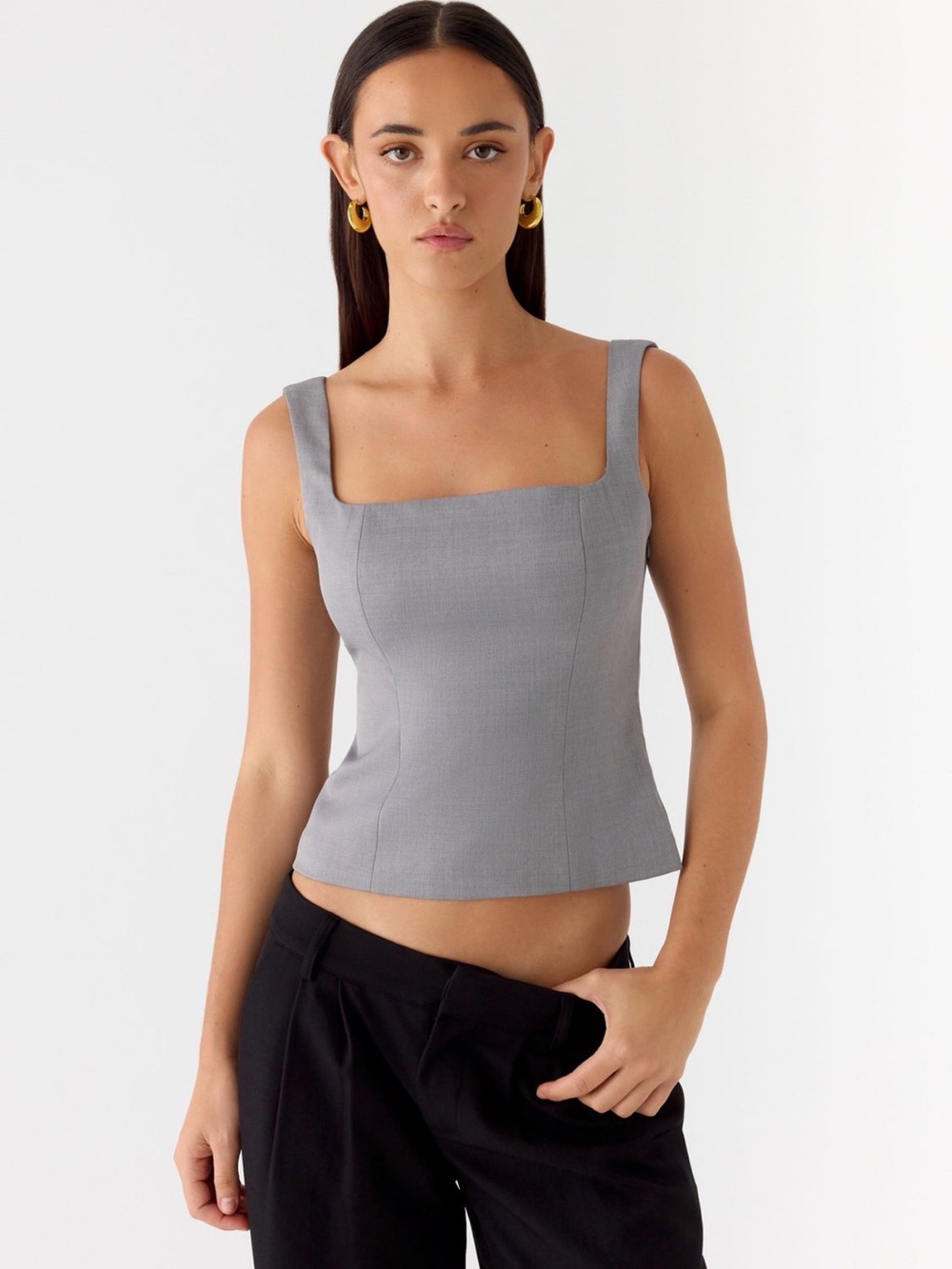 NWT Peppermayo Gray Square Neck Tank Top Size 4